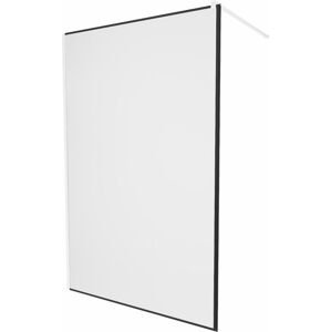 MEXEN/S KIOTO Sprchová zástěna WALK-IN 110 x 200 cm, transparent/černý vzor 8 mm, bílá 800-110-101-20-70