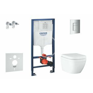 GROHE Solido Set předstěnové instalace, klozetu a sedátka Euro Ceramic Compact, softclose, Triple Vortex, tlačítko Even, chrom SANI15BB1106