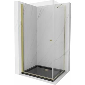 MEXEN/S Pretoria sprchový kout 80x100 cm, transparent, zlatá + sprchová vanička včetně sifonu 852-080-100-50-00-4070G