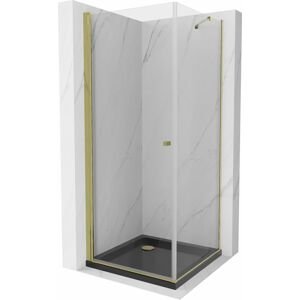 MEXEN/S Pretoria sprchový kout 100x100 cm, transparent, zlatá + sprchová vanička včetně sifonu 852-100-100-50-00-4070G