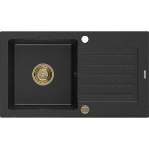 MEXEN/S Pablo granitový dřez 1-miska s odkapávačem 752 x 436 mm, černá/stříbrná met 6510751010-73-G