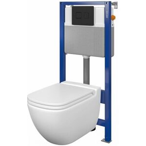 CERSANIT SET B404 AQUA 52 PNEU WC mísa CASPIA CO DUR SL SC EO, tlačítko ACCENTO SQUARE černá mat S701-525