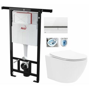 ALCADRAIN Jádromodul předstěnový instalační systém s bílým/ chrom tlačítkem M1720-1 + WC CALANI Loyd + SEDÁTKO AM102/1120 M1720-1 LO1