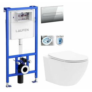 LAUFEN Rámový podomítkový modul CW1 SET s chromovým tlačítkem + WC CALANI Loyd + SEDÁTKO H8946600000001CR LO1