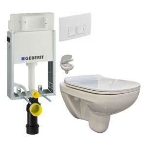 GEBERIT KOMBIFIXBasic vč. bílého tlačítka DELTA 50 + WC bez oplachového kruhu Edge + SEDÁTKO 110.100.00.1 50BI EG1