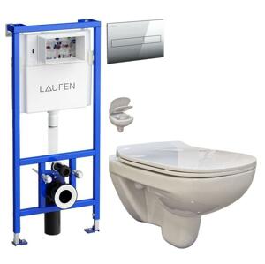 LAUFEN Rámový podomítkový modul CW1 SET s chromovým tlačítkem + WC bez oplachového kruhu Edge + SEDÁTKO H8946600000001CR EG1