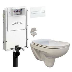 LAUFEN Podomít. systém LIS TW1 SET s bílým tlačítkem + WC bez oplachového kruhu Edge + SEDÁTKO H8946630000001BI EG1