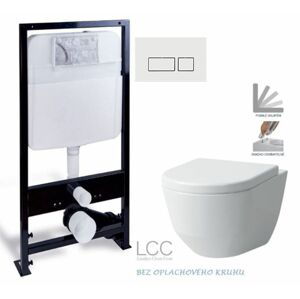 PRIM předstěnový instalační systém s bílým tlačítkem 20/0042 + WC LAUFEN PRO LCC RIMLESS + SEDÁTKO PRIM_20/0026 42 LP2