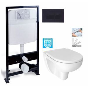 PRIM předstěnový instalační systém s černým tlačítkem  20/0044 + WC JIKA LYRA PLUS RIMLESS + SEDÁTKO DURAPLAST SLOWCLOSE PRIM_20/0026 44 LY2