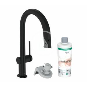 HANSGROHE Aqittura M91 Dřezová baterie s výsuvnou koncovkou a filtrací, sBox, matná černá 76800670