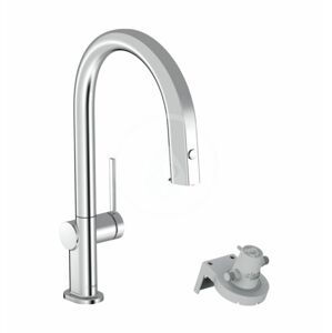 HANSGROHE Aqittura M91 Dřezová baterie s výsuvnou koncovkou a filtrační hlavicí, sBox, chrom 76826000