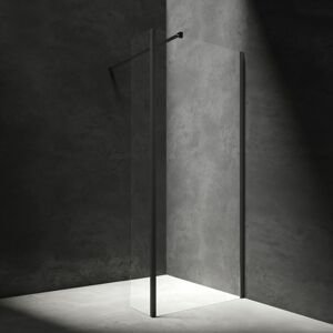 OMNIRES MARINA walk-inwalk-in s boční stěnou, 100 x 30 cm černá mat / transparent /BLMTR/ MA1030BLTR