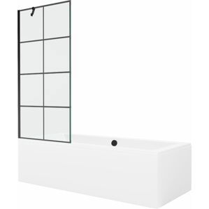 MEXEN/S Cube obdélníková vana 170 x 80 cm s panelem + vanová zástěna 80 cm, černá vzor 550517080X9508007077