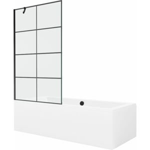 MEXEN/S Cube obdélníková vana 170 x 80 cm s panelem + vanová zástěna 100 cm, černá vzor 550517080X9510007077