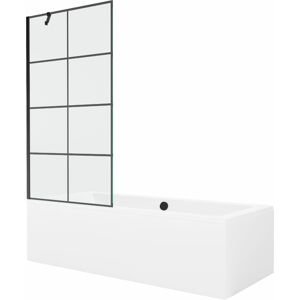 MEXEN/S Cube obdélníková vana 180 x 80 cm s panelem + vanová zástěna 90 cm, černá vzor 550518080X9509007077