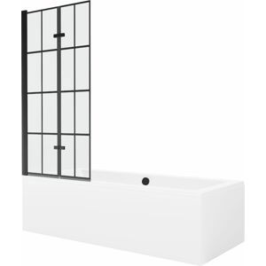 MEXEN/S Cube obdélníková vana 170 x 80 cm s panelem + vanová zástěna 80 cm, černá vzor 550517080X9208027077