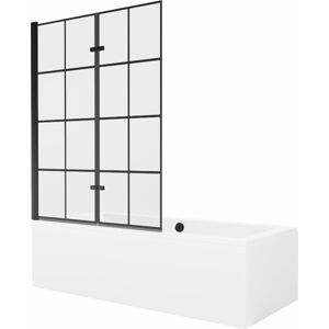 MEXEN/S Cube obdélníková vana 170 x 80 cm s panelem + vanová zástěna 120 cm, černá vzor 550517080X9212027077
