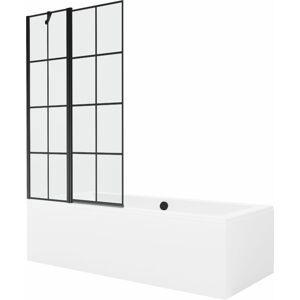 MEXEN/S Cube obdélníková vana 170 x 80 cm s panelem + vanová zástěna 100 cm, černá vzor 550517080X9410117077