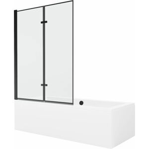 MEXEN/S Cube obdélníková vana 180 x 80 cm s panelem + vanová zástěna 120 cm, černá vzor 550518080X92120027070