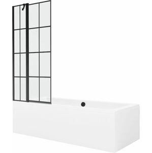 MEXEN/S Cube obdélníková vana 180 x 80 cm s panelem + vanová zástěna 80 cm, černá vzor 550518080X9408117077
