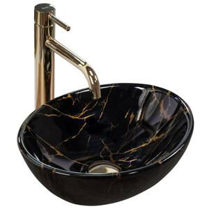 REA Umyvadlo na desku Sofia Mini Black Marble Shiny REA-U6963