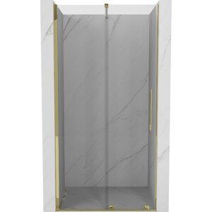 MEXEN/S Velar posuvné sprchové dveře 110 cm, transparent, zlatá 871-110-000-01-50