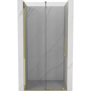 MEXEN/S Velar posuvné sprchové dveře 120 cm, transparent, zlatá 871-120-000-01-50
