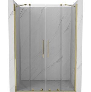 MEXEN/S Velar Duo posuvné sprchové dveře 140 cm, transparent, złote 871-140-000-02-50