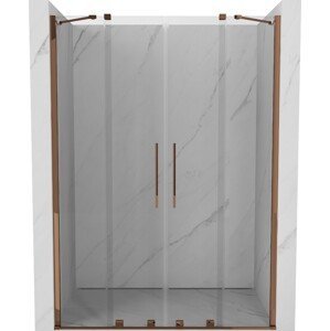 MEXEN/S Velar Duo posuvné sprchové dveře 140 cm, transparent, růžové zlato 871-140-000-02-60