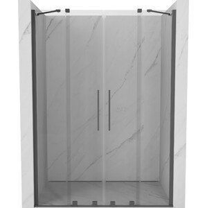 MEXEN/S Velar Duo posuvné sprchové dveře 140 cm, transparent, šedá kartáčovaná 871-140-000-02-66