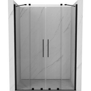 MEXEN/S Velar Duo posuvné sprchové dveře 140 cm, transparent, czarne 871-140-000-02-70