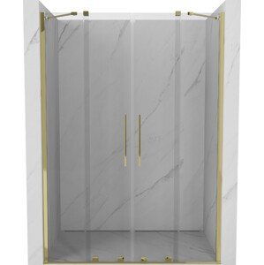 MEXEN/S Velar Duo posuvné sprchové dveře 160 cm, transparent, złote 871-160-000-02-50