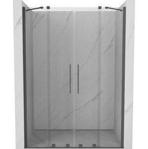 MEXEN/S Velar Duo posuvné sprchové dveře 160 cm, transparent, šedá kartáčovaná 871-160-000-02-66