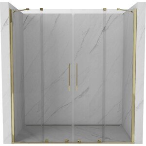 MEXEN/S Velar Duo posuvné sprchové dveře 170 cm, transparent, złote 871-170-000-02-50