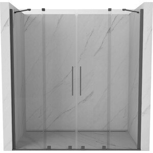 MEXEN/S Velar Duo posuvné sprchové dveře 170 cm, transparent, šedá kartáčovaná 871-170-000-02-66