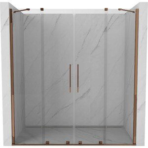MEXEN/S Velar Duo posuvné sprchové dveře 180 cm, transparent, růžové zlato 871-180-000-02-60