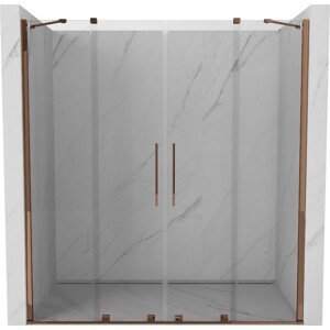 MEXEN/S Velar Duo posuvné sprchové dveře 200 cm, transparent, růžové zlato 871-200-000-02-60