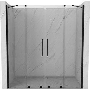 MEXEN/S Velar Duo posuvné sprchové dveře 200 cm, transparent, černá 871-200-000-02-70