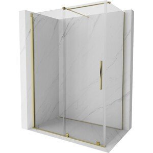 MEXEN/S Velar sprchový kout 130 x 70 cm, transparent, zlatá 871-130-070-01-50