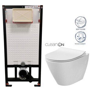 DEANTE Podomítkový rám, pro závěsné WC mísy bez tlačítka + WC CERSANIT CLEANON CITY CST_WC01 X CI1