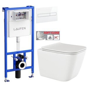 LAUFEN Rámový podomítkový modul CW1 SET s bílým tlačítkem + WC INVENA PAROS  + SEDÁTKO H8946600000001BI RO1