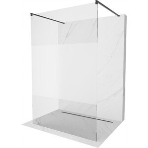 MEXEN/S Kioto Sprchová zástěna WALK-IN volněstojící 140 x 200 cm, transparent/dekor 8 mm, černá 800-140-002-70-35