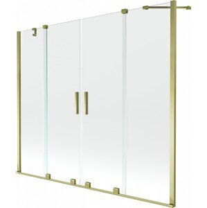 MEXEN/S Velar Duo vanová zástěna posuvná 190 x 150 cm, transparent, zlatá 896-190-000-02-50
