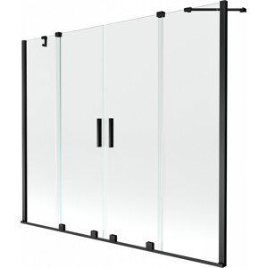 MEXEN/S Velar Duo vanová zástěna posuvná 190 x 150 cm, transparent, černá 896-190-000-02-70