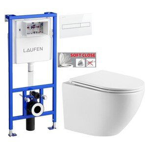 LAUFEN Rámový podomítkový modul CW1 SET s bílým tlačítkem + WC INVENA LIMNOS WITH SOFT, včetně soft/close sedátka H8946600000001BI LI1