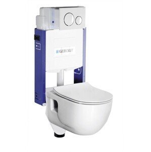 SAPHO Závěsné WC Brilla s podomítkovou nádržkou a tlačítkem Geberit, bílá WC-SADA-14