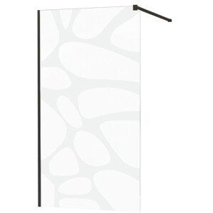 MEXEN/S KIOTO Sprchová zástěna WALK-IN 130x200 cm 8 mm, černá, bílý vzor 800-130-101-70-97