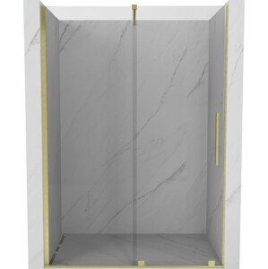 MEXEN/S Velar posuvné sprchové dveře 130, transparent, zlatá kartáčovaná 871-130-000-01-55
