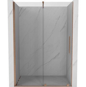 MEXEN/S Velar posuvné sprchové dveře 130, transparent, kartáčovaná měď 871-130-000-01-65