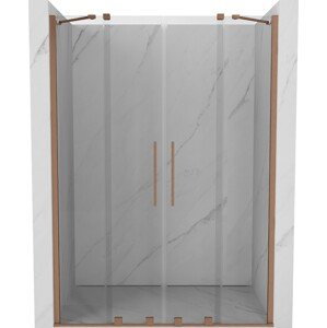 MEXEN/S Velar Duo posuvné sprchové dveře 140, transparent, měď kartáčovaná 871-140-000-02-65